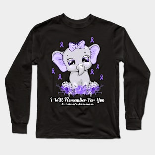 I Will Remember For You Brain Alzheimer's Awareness Long Sleeve T-Shirt